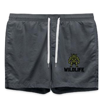 Sanglier Bande dessinée Faune - Short de bain - charbon - Devant - AI Model Male 185 light (185cm)