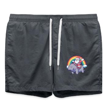 Nilpferd Weihnachtsmann Regenbogen - Badeshorts - Anthrazit - Vorne - AI Model Male 185 light (185cm)