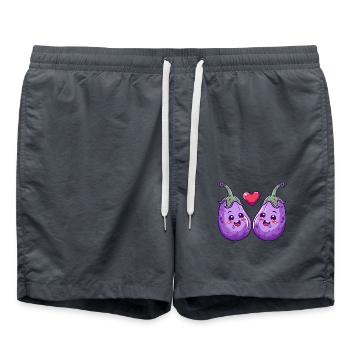Aubergine Paar Liebe Herz Comic - Badeshorts - Anthrazit - Vorne - AI Model Male 185 light (185cm)