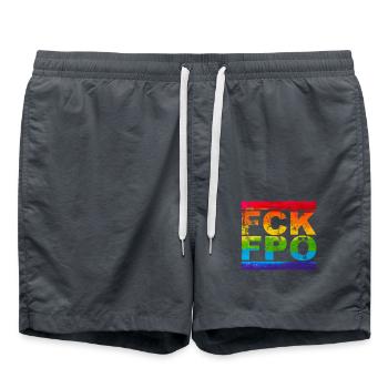 FCK FPÖ - Montrer l’exemple contre la droite (vintage) - Short de bain - charbon - Devant - AI Model Male 185 light (185cm)
