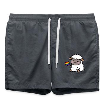 Kleines Pride-Schaf mit Regenbogenfahne - Badeshorts - Anthrazit - Vorne - AI Model Male 185 light (185cm)
