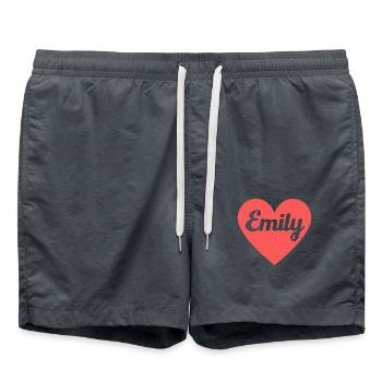 Emily Nom Coeur Rouge Amour Fan Rétro - Short de bain - charbon - Devant - AI Model Male 185 light (185cm)