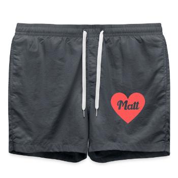 Nom Matt Coeur Rouge Amour Fan Rétro - Short de bain - charbon - Devant - AI Model Male 185 light (185cm)