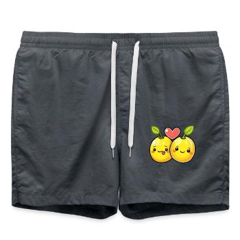 Citron Couple Amour Coeur Bande Dessinée - Short de bain - charbon - Devant - AI Model Male 185 light (185cm)