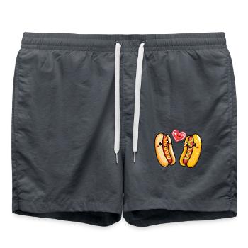 Hot Dog Couple Amour Coeur Bande Dessinée - Short de bain - charbon - Devant - AI Model Male 185 light (185cm)