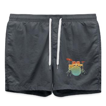 Illustration de batterie vintage - Short de bain - charbon - Devant - AI Model Male 185 light (185cm)
