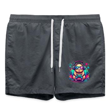 Cute capybara loves video games - Swim Trunks - anthracite - Front - AI Model Male 185 light (185cm)