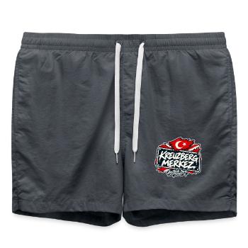 Kreuzberg Merkez – Berlin trifft Türkiye - Badeshorts - Anthrazit - Vorne - AI Model Male 185 light (185cm)