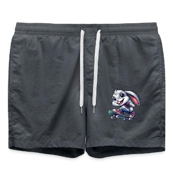 Lapin Blanc Skateboard Skateboarder Drôle - Short de bain - charbon - Devant - AI Model Male 185 light (185cm)