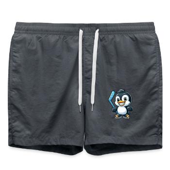 pingouin joueur de hockey sur glace drôle design de hockey sur glace - Short de bain - charbon - Devant - AI Model Male 185 light (185cm)