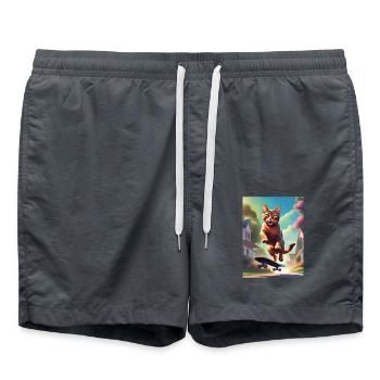 Katze Skateboaring - Badeshorts - Anthrazit - Vorne - AI Model Male 185 light (185cm)