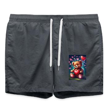Herzballons und Teddybär - Badeshorts - Anthrazit - Vorne - AI Model Male 185 light (185cm)
