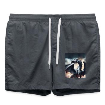 Dragon gris - Short de bain - charbon - Devant - AI Model Male 185 light (185cm)
