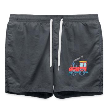 Children's train railway pink - Swim Trunks - anthracite - Front - AI Model Male 185 light (185cm)