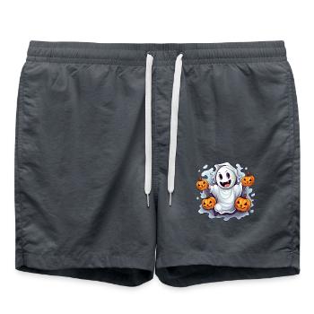 Funny Halloween Ghost with Pumpkin Lanterns - Swim Trunks - anthracite - Front - AI Model Male 185 light (185cm)