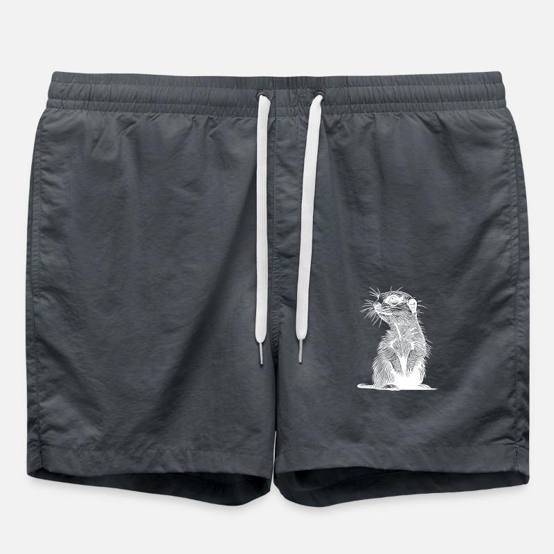 Putziges Erdmännchen mit Fell und Querstreife - Badeshorts - Anthrazit