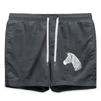 Zebra Head Tattoo Style Lines - Swim Trunks - anthracite - Front - AI Model Male 185 light (185cm)