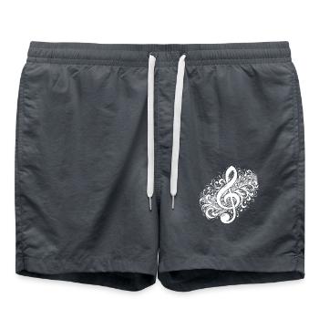 Clé de musique avec partitions vintage - Short de bain - charbon - Devant - AI Model Male 185 light (185cm)