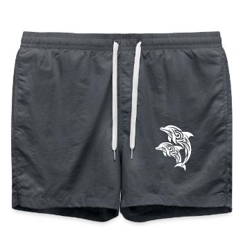 Bottlenose dolphin Tribal Tattoo Jumping Dolphins - Swim Trunks - anthracite - Front - AI Model Male 185 light (185cm)