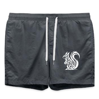 Süsses Eichhörnchen in Tattoo Style - Badeshorts - Anthrazit - Vorne - AI Model Male 185 light (185cm)