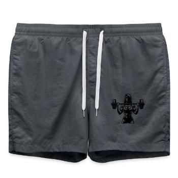 Ambitionierte ehrgeizige Athletin mit Langhantel - Badeshorts - Anthrazit - Vorne - AI Model Male 185 light (185cm)