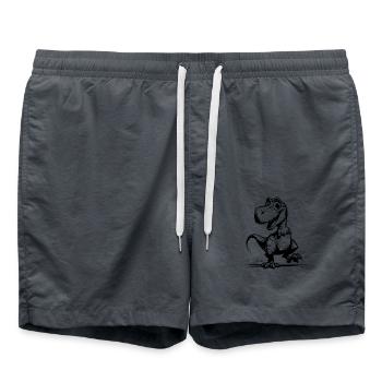 Funny Little T-Rex Dino Sketch - Swim Trunks - anthracite - Front - AI Model Male 185 light (185cm)