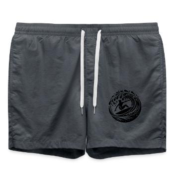 Profi Surfer der in Welle Tunnel surft - Badeshorts - Anthrazit - Vorne - AI Model Male 185 light (185cm)