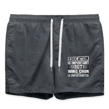 Education is important but Wing Chun is important - Swim Trunks - anthracite - Front - AI Model Male 185 light (185cm)