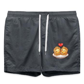 Pâtes Pâtes Couple Amour Coeur Bande Dessinée - Short de bain - charbon - Devant - AI Model Male 185 light (185cm)