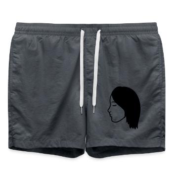 head face female woman girl girl pretty s - Swim Trunks - anthracite - Front - AI Model Male 185 light (185cm)