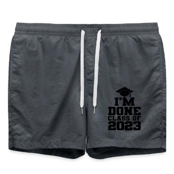 I'm Done Class Of 2023 Graduation Party Gift - Swim Trunks - anthracite - Front - AI Model Male 185 light (185cm)