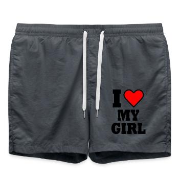 I love my girl - Badeshorts - Anthrazit - Vorne - AI Model Male 185 light (185cm)