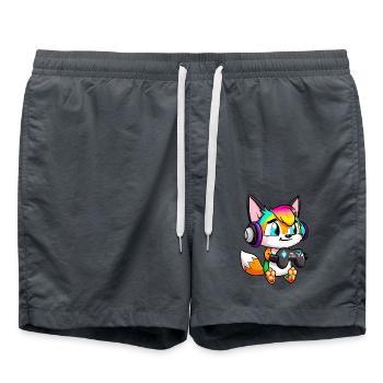 00251 süßer Fuchs mit Headset und Controller - Badeshorts - Anthrazit - Vorne - AI Model Male 185 light (185cm)