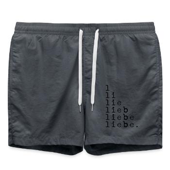 L LI LIE LOVE LOVE LOVE. Statement black - Swim Trunks - anthracite - Front - AI Model Male 185 light (185cm)