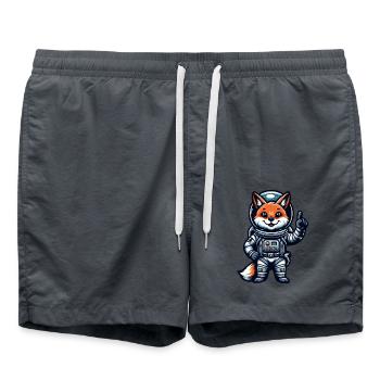 Astronaut Fox Space Cosmonaut Universe - Swim Trunks - anthracite - Front - AI Model Male 185 light (185cm)