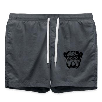 Bulldogge Hund Kopf Silhouette Minimalistisch - Badeshorts - Anthrazit - Vorne - AI Model Male 185 light (185cm)