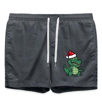 Krokodil Weihnachten - Badeshorts - Anthrazit - Vorne - AI Model Male 185 light (185cm)