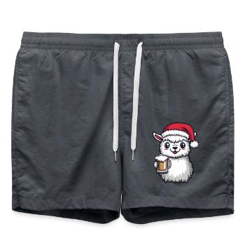 Alpaca Llama Beer Xmas Christmas - Swim Trunks - anthracite - Front - AI Model Male 185 light (185cm)