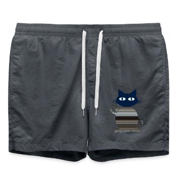 Katze - Badeshorts - Anthrazit - Vorne - AI Model Male 185 light (185cm)