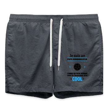 Je suis un papa handballeur, fête des pères, noël - Short de bain - charbon - Devant - AI Model Male 185 light (185cm)