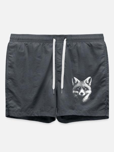 Fuchs Portrait Wildtier Waldtier Füchse Tiere - Badeshorts - Anthrazit