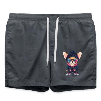 Chihuahua Dog Winter - Swim Trunks - anthracite - Front - AI Model Male 185 light (185cm)