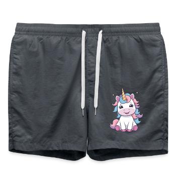 Mignon bébé licorne - Design magique - Short de bain - charbon - Devant - AI Model Male 185 light (185cm)