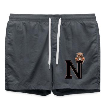 Buchstabe n Tiger - Geschenkidee - Badeshorts - Anthrazit - Vorne - AI Model Male 185 light (185cm)