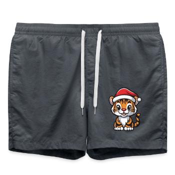 Tiger Weihnachten - Badeshorts - Anthrazit - Vorne - AI Model Male 185 light (185cm)