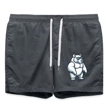 Polar Bear Comic Cool - Swim Trunks - anthracite - Front - AI Model Male 185 light (185cm)