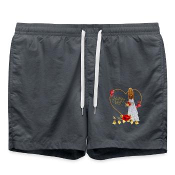 Red Rose Wedding Day - Swim Trunks - anthracite - Front - AI Model Male 185 light (185cm)