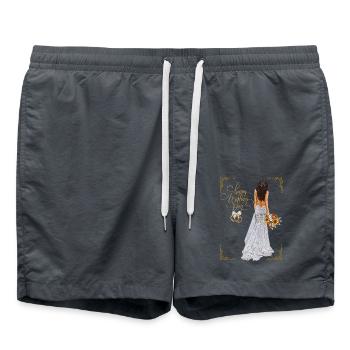 Happy Wedding Day - Swim Trunks - anthracite - Front - AI Model Male 185 light (185cm)