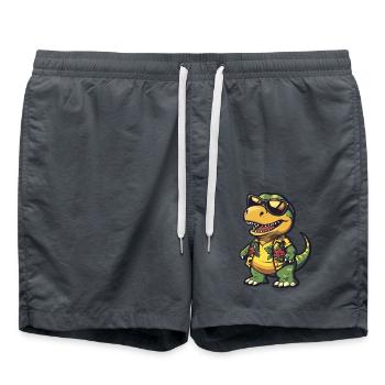 Dinosaur T-Rex Funny Summer - Swim Trunks - anthracite - Front - AI Model Male 185 light (185cm)