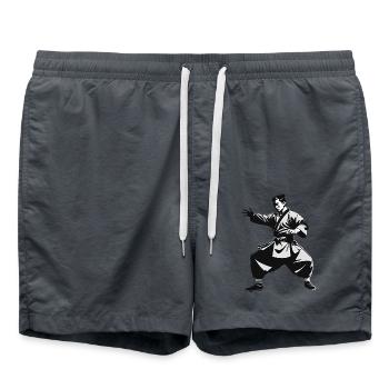 Moine Shaolin - Arts Martiaux Sticker - Short de bain - charbon - Devant - AI Model Male 185 light (185cm)